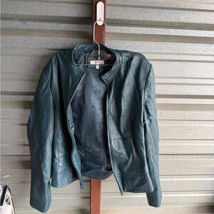 Elegant Teal Leather Jacket for Women